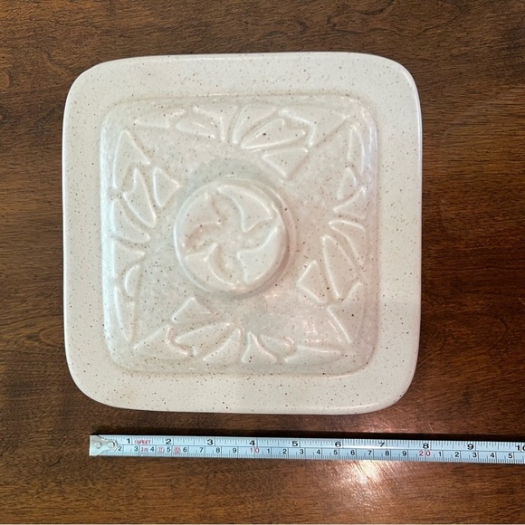 Vintage ALBE L69 Divided Serving Dish Cream Speckled Floral Ceramic Tray - Picture 8 of 8